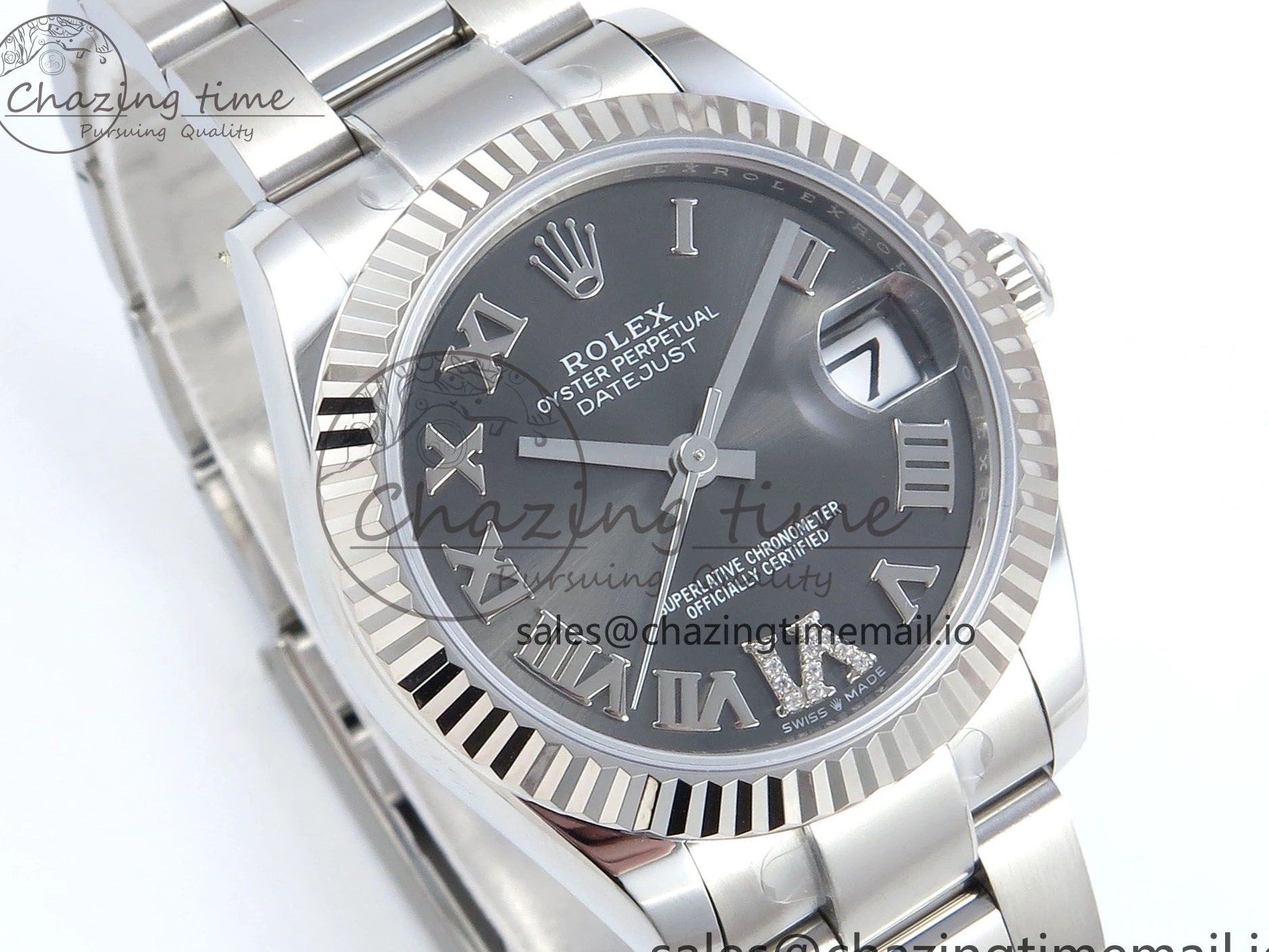 Steel Best 1:1 Diamonds Roman on Dial Bracelet ETA DateJust 904L 2688 Edition ARF Oyster 278274 SS 31 Gray 0308